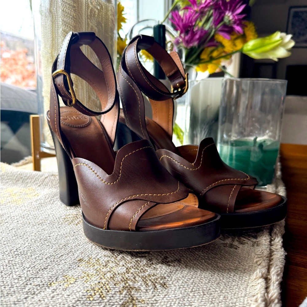Chloe Gaile High Heel Leather Sandals